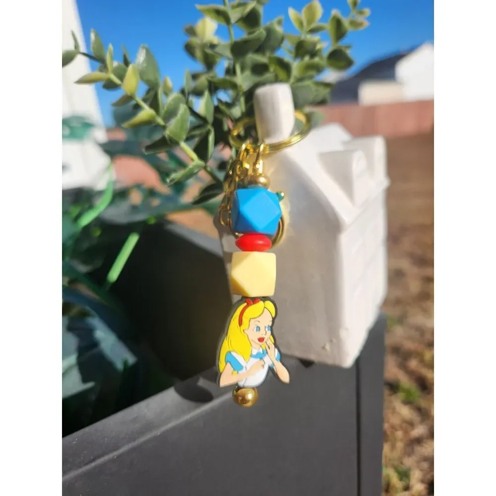 Alice in Wonderland Silicone Beaded Keychain